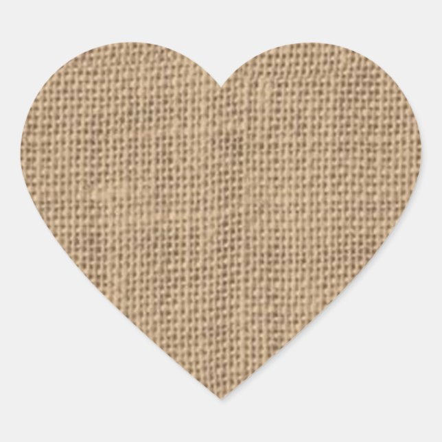 Rustic Burlap Design Heart Sticker (Front)