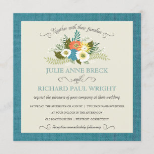 Rustic Burlap Floral Wedding Invitations