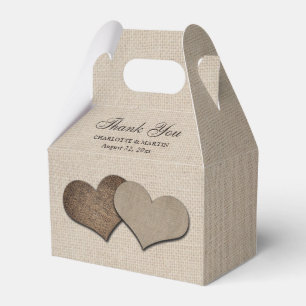 Rustic Burlap Heart Wedding Thank You Favor Box