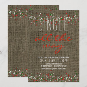 Rustic Burlap Holiday Party Jingle All the Way Invitation