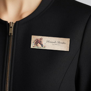 rustic burlap, horse wildflower equestrian name tag