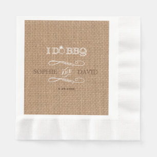 Rustic Burlap I DO BBQ Engagement Party Napkin