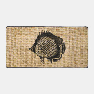 Rustic Burlap Image Photo Tropical Fish Design Desk Mat