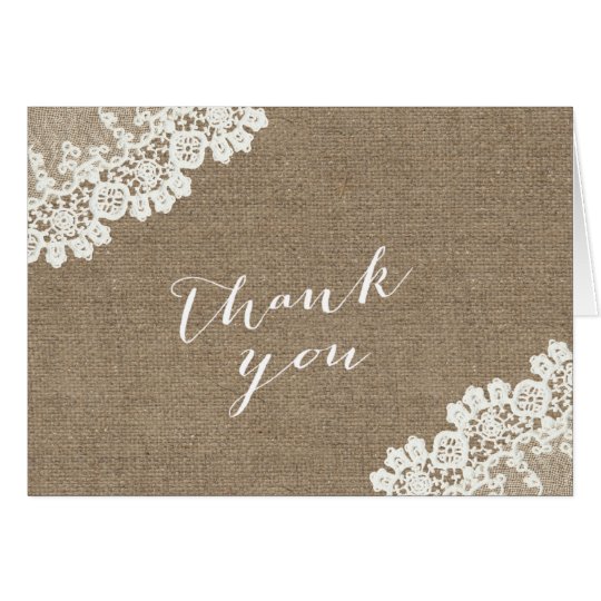 Rustic Burlap & Lace Baby Shower Thank You Card