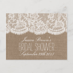 Rustic Burlap & Lace Bridal Shower Recipe Cards