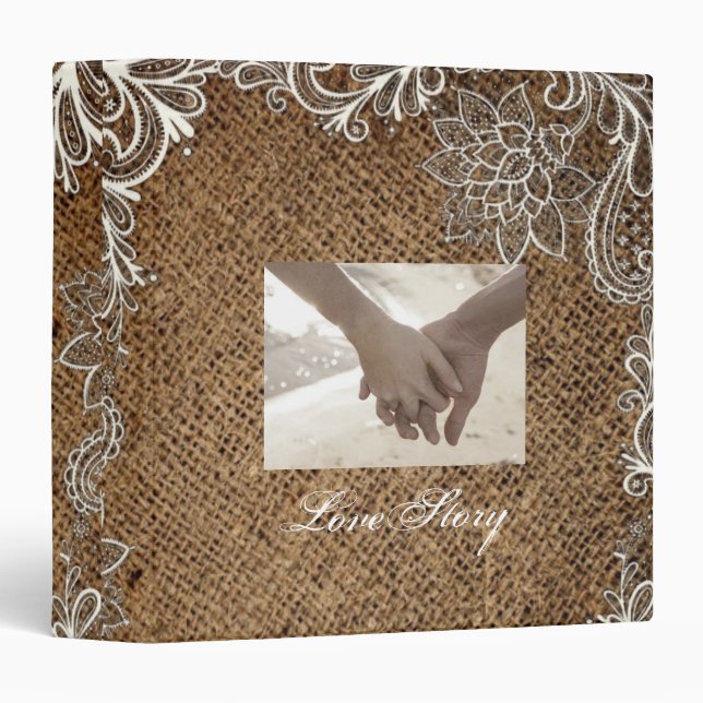 rustic burlap lace country wedding binder (Front/Spine)