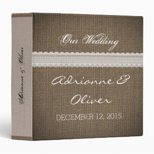 Rustic Burlap Lace Country Wedding Binder