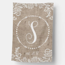 Rustic Burlap & Lace Monogram 