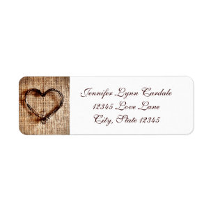 Rustic Burlap Lace Twine Heart Address Labels