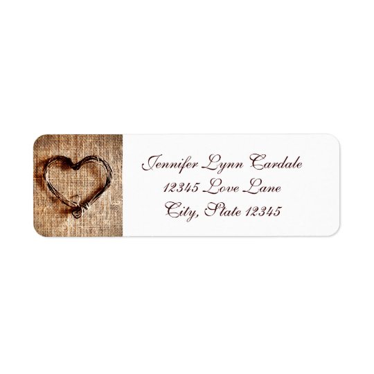 Rustic Burlap Lace Twine Heart Address Labels