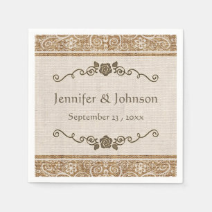 Rustic Burlap Lace Wedding Napkin