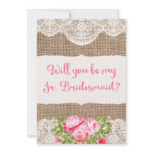 Rustic Burlap Lace Will you be my Jr Bridesmaid