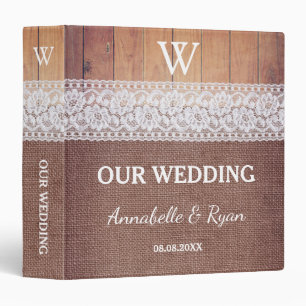 Rustic Burlap Lace & Wood   Our Wedding Binder