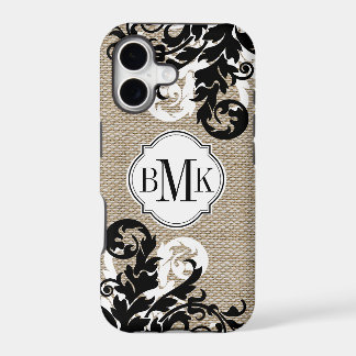 Rustic Burlap Look and Flourish Monogram