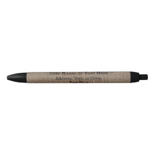 Rustic Burlap-Look Brown Printed Background Black Ink Pen