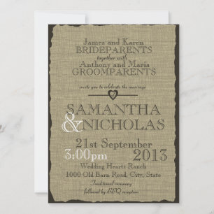 Rustic Burlap Look Wedding Invitation