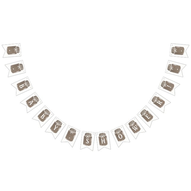 Rustic Burlap Mason Jar Baby Shower Bunting Flags (All)