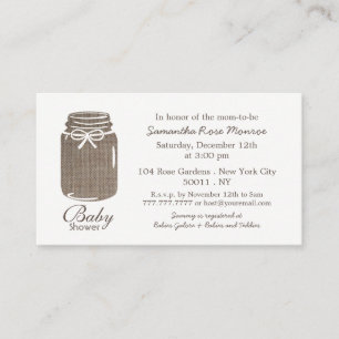 Rustic Burlap, Mason Jar Baby shower Invitation de