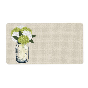 Rustic Burlap Mason Jar Hydrangeas