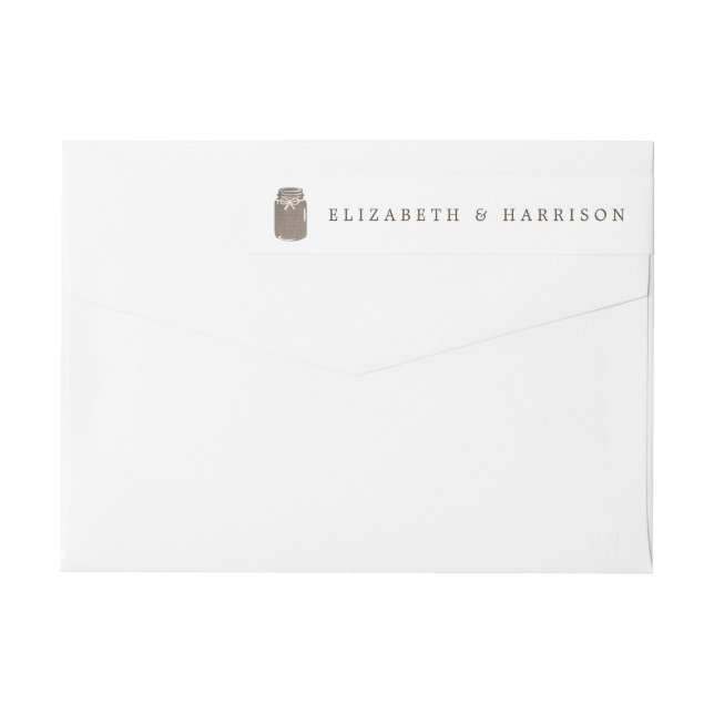 Rustic Burlap Mason Jar Wedding Wrap Around Label (Back)