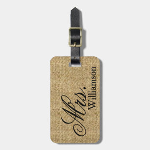Rustic Burlap Mrs Travel Luggage Tag Newly Weds