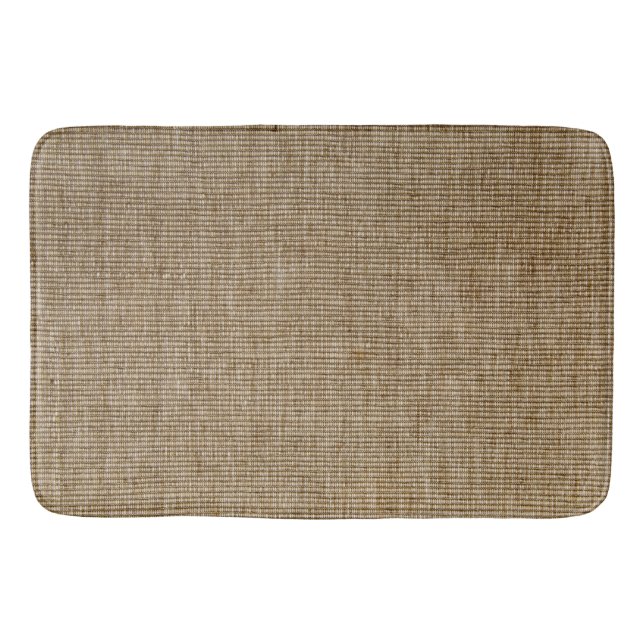 Rustic Burlap Nature Pattern Bath Mat – Earthy Tex (Front)