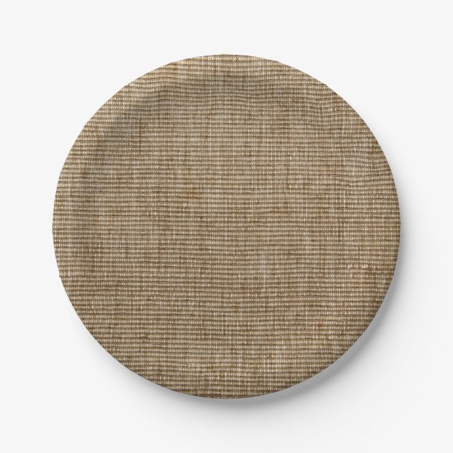 rustic burlap nature pattern paper plate (Front)