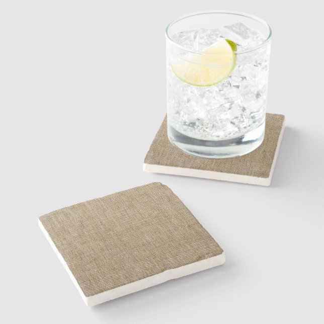 rustic burlap nature pattern stone coaster (Side)