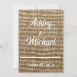 rustic burlap nature pattern Wedding Invitation