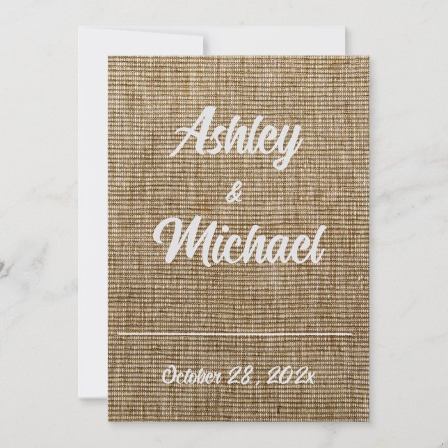 rustic burlap nature pattern Wedding Invitation (Front)