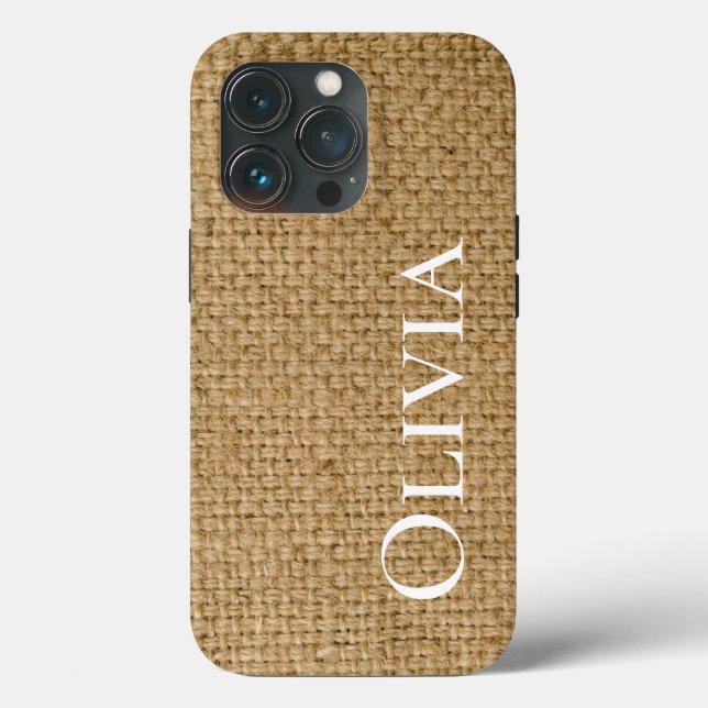 Rustic Burlap Personalized Cute Simple Case-Mate iPhone Case (Back)