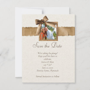 Rustic Burlap Photo Save the Date  Invitation
