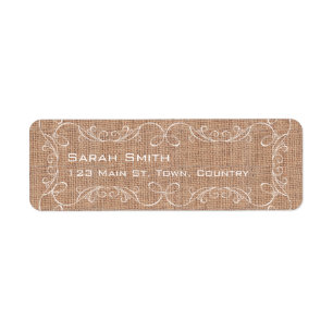 Rustic Burlap Print Wedding Address Labels