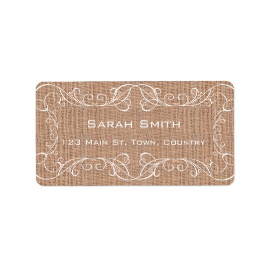 Rustic Burlap Print Wedding Return RSVP Labels