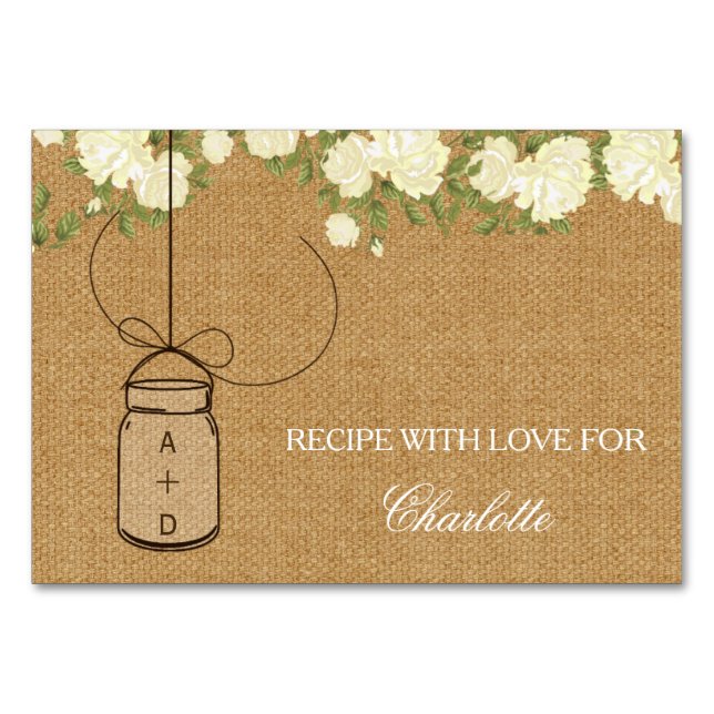 Rustic Burlap Rose carte de recette de douche nupt (Devant)