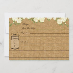 Rustic Burlap Rose carte de recette de douche nupt