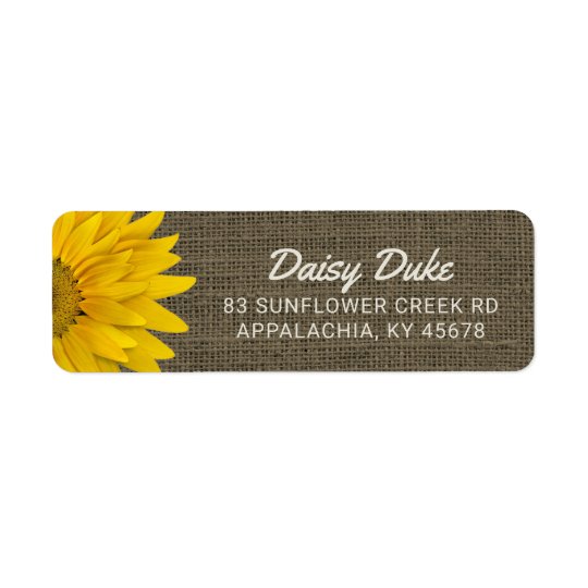Rustic Burlap Sunflower Country Chic Return Address Label
