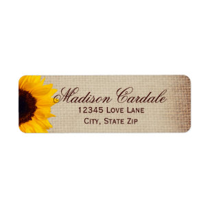 Rustic Burlap Sunflower Retourner l'adresse Étique