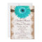 Rustic Burlap Teal Daisy Bridal Shower Invitations