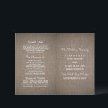 Rustic Burlap Wedding Bi-fold Program Template<br><div class="desc">These bi-fold program templates are perfect for any couple planning a romantic country wedding. The design features a rustic burlap effect background with elegant white wording. The simple design can be personalized to suit your special event and will be the perfect order of service for any rustic chic themed party,...</div>