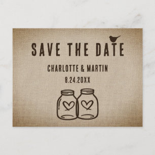 Rustic Burlap Wedding Enregistrer La Date Carte Po
