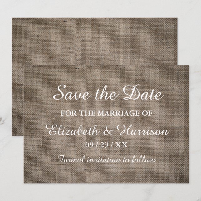 Rustic Burlap Wedding Save The Date (Front/Back)