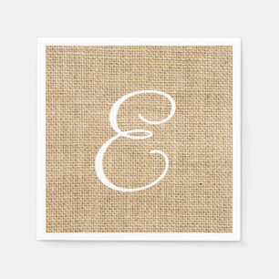 Rustic Burlap Wedding Simple Monogram Napkin