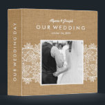 Rustic Burlap with Lace and Wedding Photo Binder<br><div class="desc">This rustic style wedding photo binder has a burlap look background,  with a space for your favourite wedding photo on the front.</div>