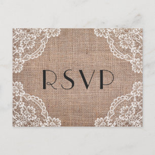 Rustic Burlap with Lace Corners   RSVP Postcard