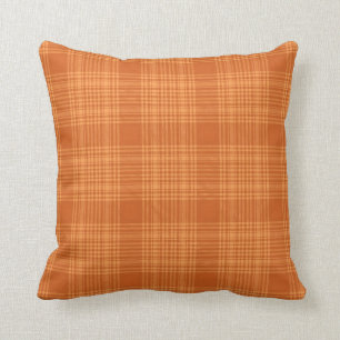 Rustic Burnt Orange and Yellow Autumn Plaid Throw Pillow