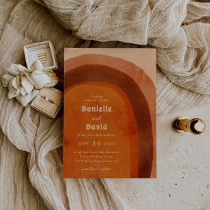 Rustic Burnt Orange Arch Modern Wedding Invitation