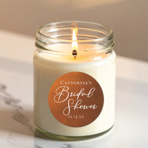 Rustic Burnt Orange Bridal Shower Personalized Classic Round Sticker