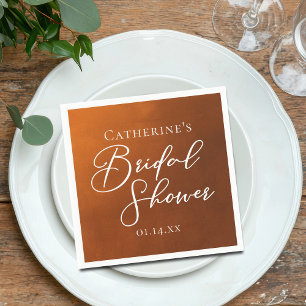 Rustic Burnt Orange Bridal Shower Personalized Napkin