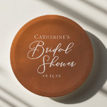 Rustic Burnt Orange Bridal Shower Personalized Paper Plate<br><div class="desc">This rustic burnt orange bridal shower paper plate features beautiful white typography for an autumn party featuring boho colors for a fall wedding. Minimalist white typography for a bohemian bride.</div>